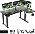 X-Win 63 Inches L-Shaped Electric Standing Desk Dual Motor Height Adjustable Stand Up Corner Desk Sit to Stand Workstation Carbon Fiber Top