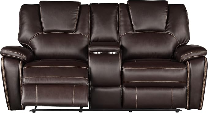 3 PC Recliner Sofa Sets Bonded Leather Lounge Chair Loveseat Reclining Couch for Living RoomBrown