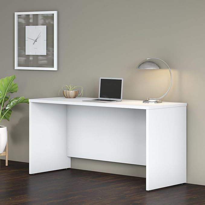 Bush Business Furniture Studio C 60W x 24D Credenza Desk in White Computer Table for Home or Professional Office