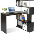 41.7 L Shaped Desk with 4-Tier Storage Shelves Computer Corner Desk for Study Home Office Living Room (Black)