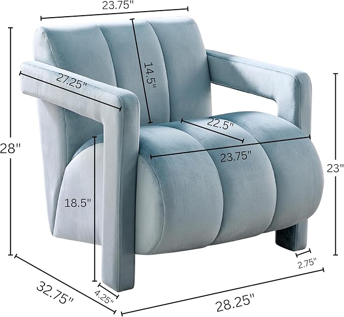 Roundhill Furniture Velmor Contemporary Velvet Accent Armchair Blue