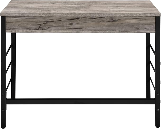 Light Weathered Oak &amp Black Writing Desk with 2 Drawers - Home Office Computer Desk