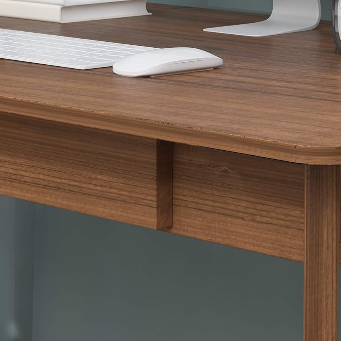 ECACAD Computer Desk with 2 Drawers 47” Home Office Desk Writing Study Working Table for Bedroom Dark Brown