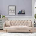 KINFFICT Velvet Futon Sofa Bed with 2 Pillows Convertible Sleeper Sofa Couch with 3 Angle Adjustable Backrest Modern Loveseat with 4 Golden Metal Legs for Living Room and Bedroom