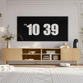 Modern 86in TV Stand for Living Room Fluted Design Entertainment Center with Adjustable ShelvesMedia TV Console Table with Storage for BedroomNature