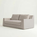 Modern Slipcovered Sofa with One-Piece Easy Removable Washable Fabric Cover Minimalist Upholstered Deep Seat Cloud Couch for Living Room 2 Seater/Loveseat 80 Width with Ottoman - Grey