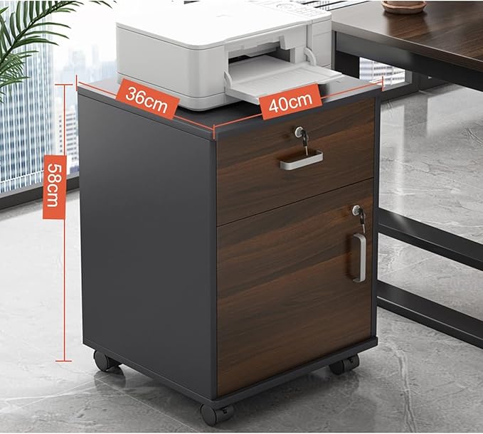 Filing Cabinet Wood File Cabinet Mobile Filing Storage File Folder Organizer Cabinet with Wheel Lockable Casters Multifunction Printer Stand 1-Drawer 14.1D X 15.7W X 19.6H File Storage Cabinets