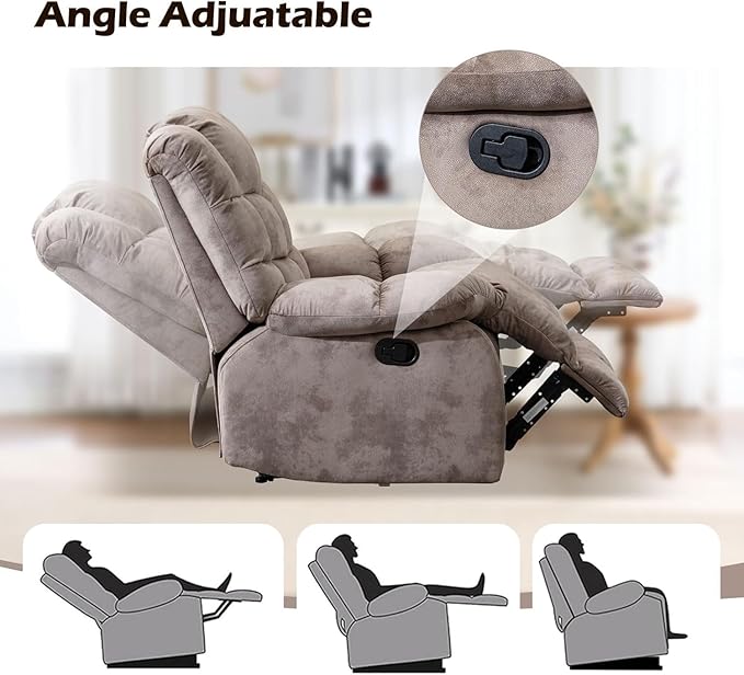 EBELLO Loveseat Recliner Sofa for Living Room Extra Wide Modern Overstuffed 2 Seat Reclining Manual Sofa Chair Breathable Fabric and Padded Cushion Light Brown