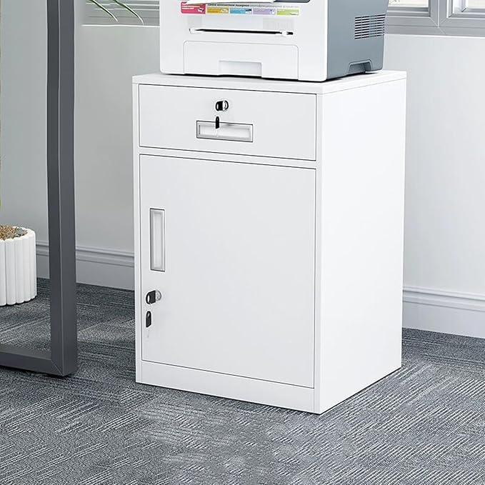 File Cabinet Under Desk with Locking Drawer Cabinet File Information Cabinet Tin File Cabinet (Color : White)