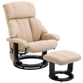 HOMCOM Massage Recliner Chair with Ottoman 360° Swivel Recliner and Footstool 10 Point Vibration PU Leather Reclining Chair with Side Pocket and Remote Control Beige