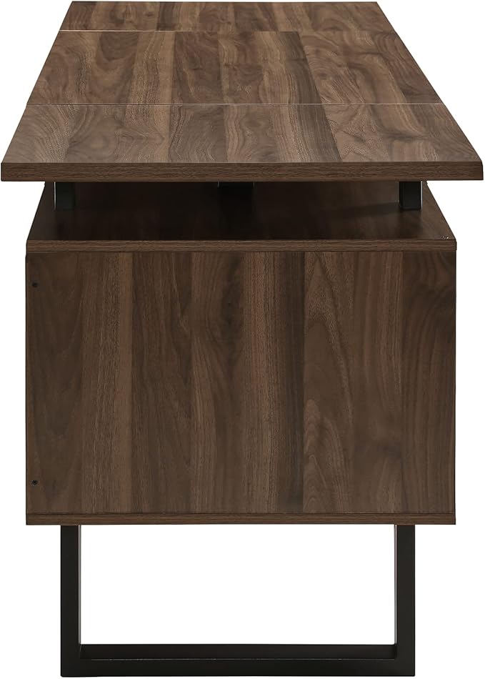MODERION Computer Desk for Home Office with 4 Large Drawers Rustic Wood Writing Study Table with Metal Frame 59” x 21.7” x 29.5” Easy Assembly Brown CTSZ20401WA