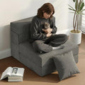 5-in-1 Convertible Folding Sofa Bed - Sleeper Chair with Pillow Fold Out Chair Bed Futon Couch Foldable Floor Mattress for Living Room/Dorm/Guest Use/Home Office/Apartment Single Dark Grey