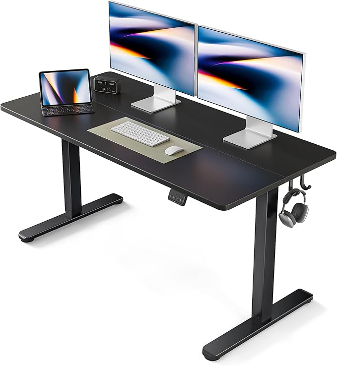 FEZIBO Electric Standing Desk 55 x 24 Inches Height Adjustable Stand up Desk Sit Stand Home Office Desk Computer Desk Black