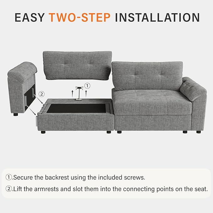 Oversized Modular Sectional Sofa with Adjustable Back Modern Comfy Sectional Couch with Storage Ottoman Deep Seat Chenille Cloud Couch for Living Room Only Ottoman Light Gray
