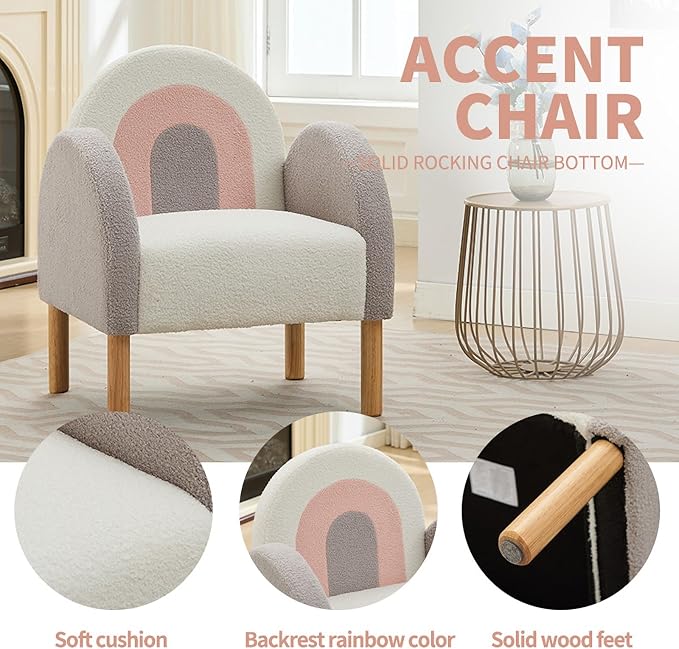 Modern Upholstered Accent Chair Armchair Side Chair Single Sofa Chair with Wooden Legs for Living Room Bedroom Reading Room