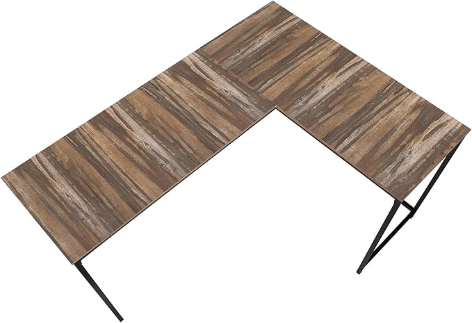 Monarch Specialties I 7391 Computer Desk Home Office Corner 58 L L Shape Work Laptop Metal Laminate Brown Black Contemporary Modern