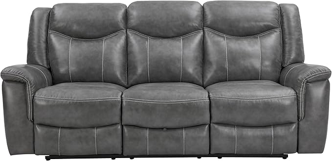 Coaster Home Furnishings - Conrad - Fabric - Upholstered Motion Reclining Sofa with Power Outlet Padded Headrests and Wall Hugger Design - Living Room - Grey - 650354