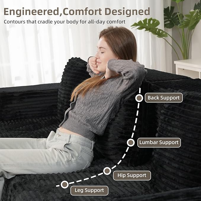 126 Modular Sleeper Couch Sectional Couches for Living Room Ergonomic Memory Foam Sleeper Sofa Oversized Loveseat Sofa Bed Bedroom Apartment Office | Ergonomic No Assembly Required
