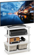 Furinno ECON TV Stand 4-Tier Petite Entertainment Center TV Console for TV up to 32 Inch Easy Assembly for Living Room Bedroom White