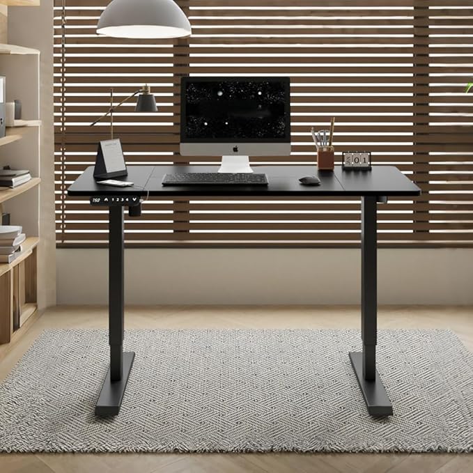 Electric Adjustable Desk Standing Desk Ergonomic Rising Computer Table Gaming Desk for Home and Office Computer Table 55 Lift-Up Desk (Black)