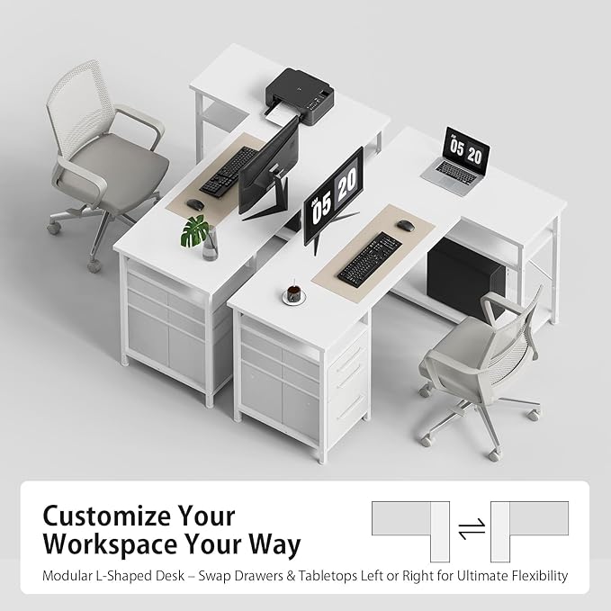 47 Computer Desk with Drawers Desks for Bedrooms Writing Desk with Storage Work Desk for Small Space White