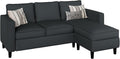 Nuturelly Nutually Convertible Sectional Sofa Couch with Movable Ottoman 3-Seater Modern L-Shaped Sofa for Small Spaces Soft Fabric Couch for Living Room Small Apartment &amp Office(Dark Gray)