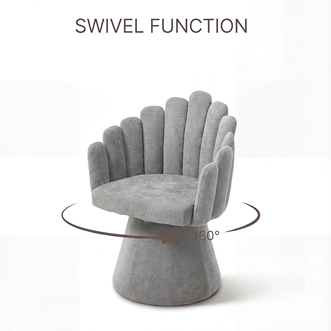 Modern 360 Degree Swivel Accent Chairs Set of 2 Barrel Living Room Chair with Curve Back and Armrest Comfy Round Vanity Chair Reading Armchair Single Sofa for Bedroom/Waiting Room Grey