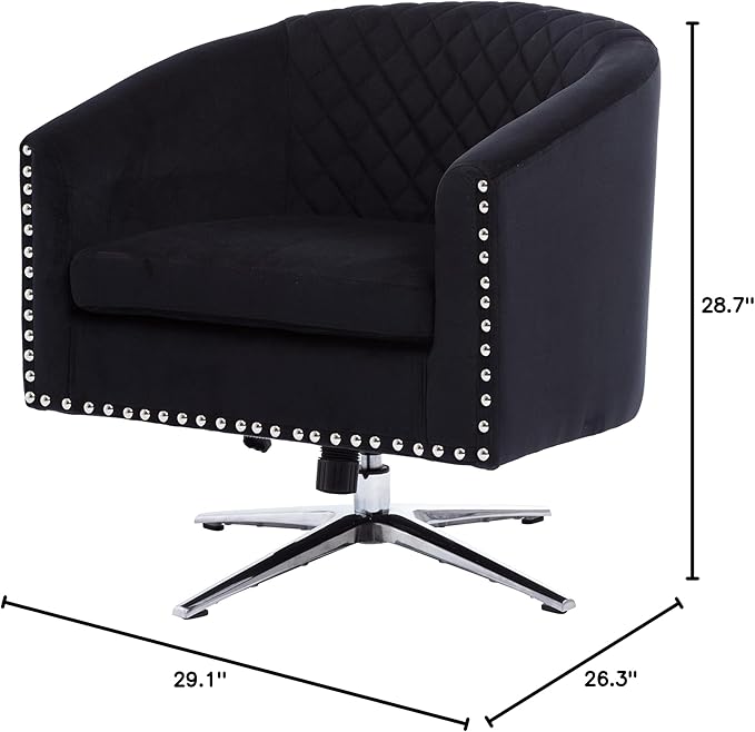 Swivel Barrel Chair Living Room Chair with Nailheads and Metal Base