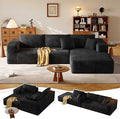 108.2 Modular Sectional Sofa with Deep Seat Boneless L Shaped Corduroy Couch Modern Comfort Cloud Couch Oversized for Living Room No Assembly (Right Facing ChaiseBlack)