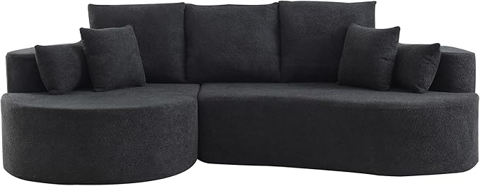 kevinplus 106'' Sectional Curved Sofa Sponge Couch with Chaise Lounge for Living Room L-Shape Modern Sectional Sofa Couch No Wood Structure &amp No Assembly 72 Hour Rebound Black