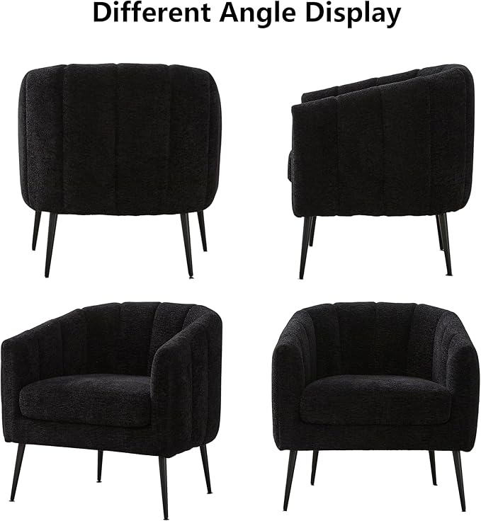 50.78 Small Sofa Couch for Small SpacesModern Corduroy Loveseat CouchesOval 2 Seater Sofas with Solid Wood Legs for ApartmentDormStudioBedroomRV. (Chenille Black Armchair)
