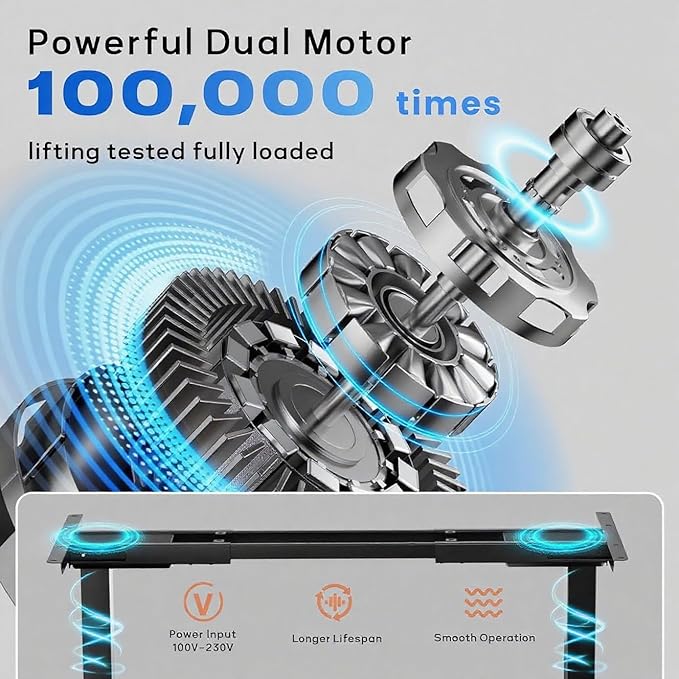 Dual Motor Standing Desk Frame with 330 lbs Electric Adjustable Legs Compatible Desktop Size 40″-90″ 3 Memory Height Settings Stand up Desks Frame Workstation Black Frame Only