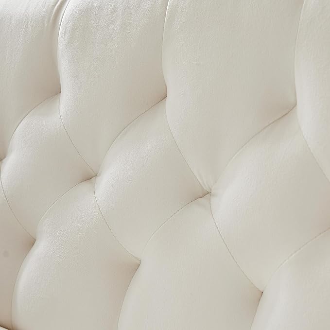 KEIKI 55 Velvet Loveseats Sleeper Sofa with 2 Arm Pocket and 4 Solid Metal Legs Modern Style 2-Seater Couch with Tufted Back and Seat Easy Assembly for Apartment Living Room and Bedroom White