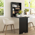 LDAILY LUARANE Wall Mounted Table Foldable Multiple-Purpose Desk Fold Out Wood Convertible Writing Desk Bookshelf Cabinet Large Storage Space Ideal for Home Office Study (Black)