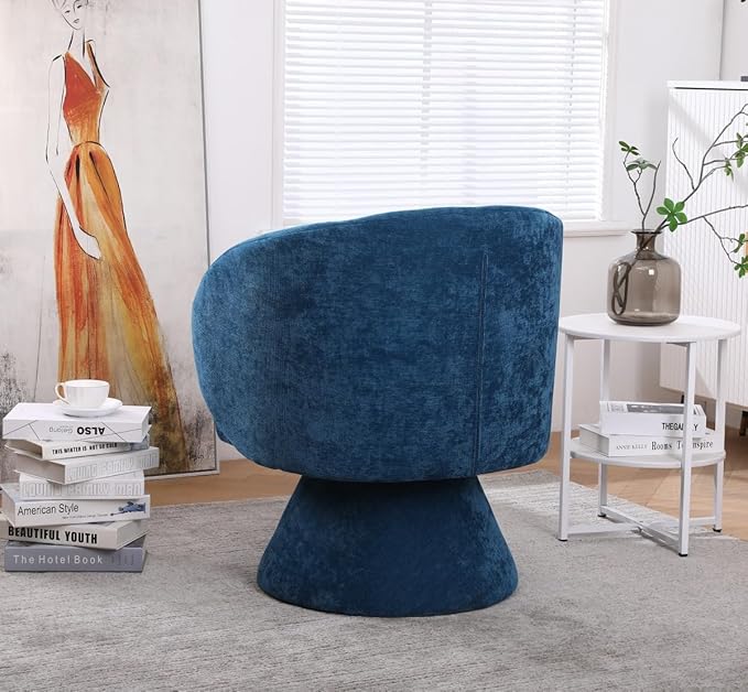 Swivel Accent Chair Swivel Barrel Chair with Pillow 360 Degree Swivel Armchair Round Club Chair for Living Room Bedroom Office Lounge (Teal+Linen)