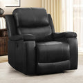 EBELLO Recliner Chair Single Overstuffed Sofa Recliner Breathable Faux Leather Manual Reclining Chairs with Hidden Cup Holder Arm and Back for Adults Living Room Bedroom Black