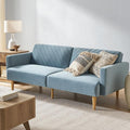 mopio 76.4 Futon Sofa Bed Couch Loveseat Sleeper Sofa Mid Century Modern Futon Couch Sofa Cama Couches for Living Room (Sky Blue Premium Velvet)