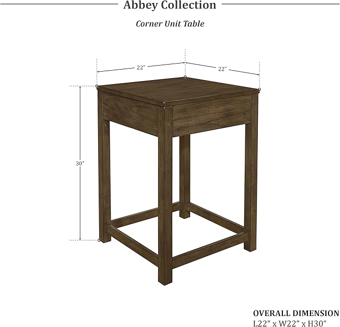 Lexicon Abbey Square Home Office Corner Unit Table 22 x 22 Brown Gray