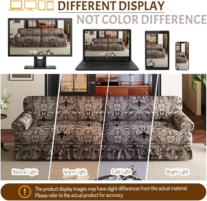 Luxury 3&amp4-Seater Sectional Couch Elegant Pleated Skirt Design and Rolled Arms 26.4 Extra-Deep Seat Couches for Living Room Apartment Soft Cushions &amp Sturdy Frame Oxford Sofa Black Flor