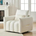 White Oversized Armchair Teddy Cloud Sofa Couch Comfy Upholstered Sherpa Couch with Pillow Modern Deep Seat Single Accent Chair for Living Room Bedroom Office Apartment (White)
