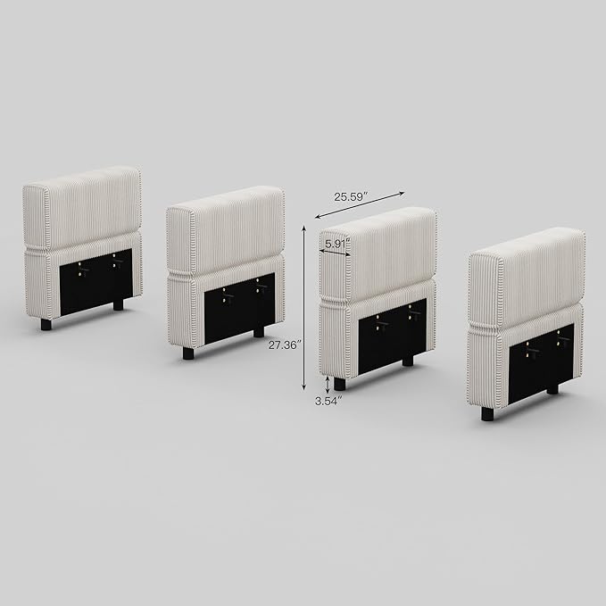 Modular Sectional Sofa Armrest Backrest Module for Sectional Couch Side Part Armrest/Backrest (Set of 4) Corduroy Beige