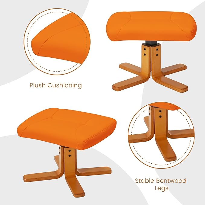 Chair with Ottoman Chaise Lounge Chair Indoor Recliner with Ottoman Swivel Chairs for Living Room Small Space BedroomOffice (Orange)