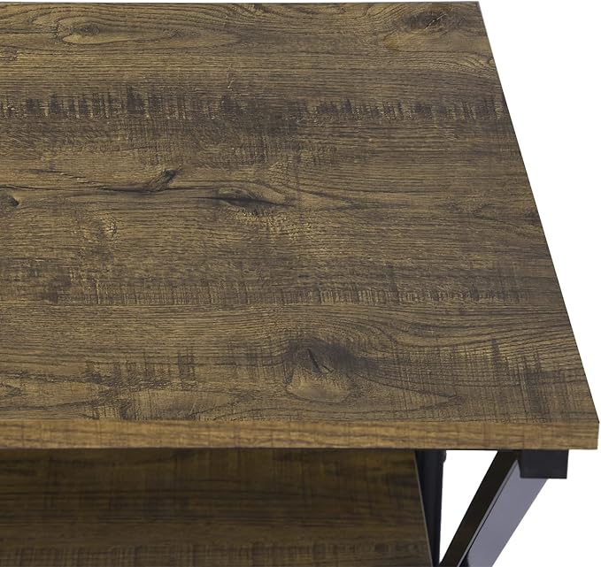 Homy Casa Industrial Computer Desk with Storage Shelf 39.4 Writing Table with X-Frame Metal Legs Retro Wood Grain Finish Home Office Workstation