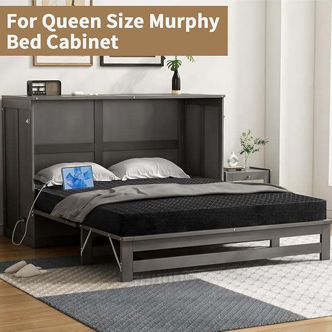 CYMULA Folding Mattress Queen Size Memory Foam 6 inch Tri Portable Trifold Mattress Futon Topper Queen with Breathable &amp Washable Cover Murphy Bed Guest BedBlack (58x75x6)