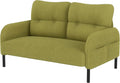 Modern Living Room Loveseat Sofa Two-Seater Settee Upholstered Corduroy Fabric Armchair Love Seat Sofa Chair with Side Pocket and Wood Legs for Bedroom/Office/Reading Spaces (Olive Green)