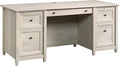 Sauder Edge Water Executive Desk Chalked Chestnut 65 Home Office Desk with Storage