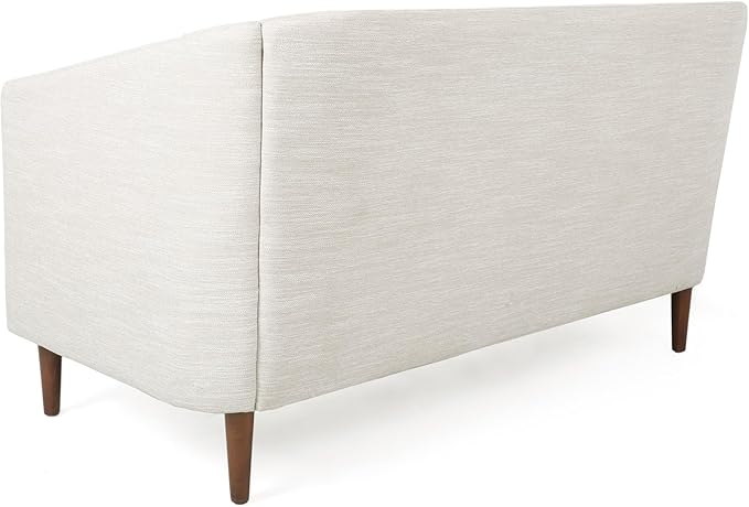 Christopher Knight Home Contemporary Tufted and Diamond Stitching Fabric LoveseatTub-Design 2-Seater Sofa Removable Cushions Birch Wood Legs Square Arms Beige and Espresso