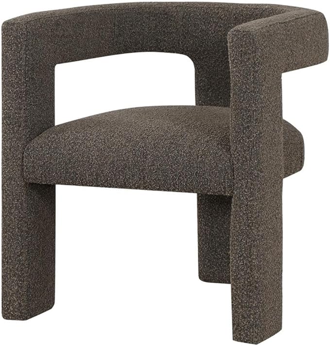 Pemberly Row Modern Fabric Upholstered Accent Chair 29.5 H x 26 W x 24.5 D Chocolate Brown Bouclé Curved Arms Foam Cushion Plastic Glide No Assembly Stylish Side Chair for Living Room or