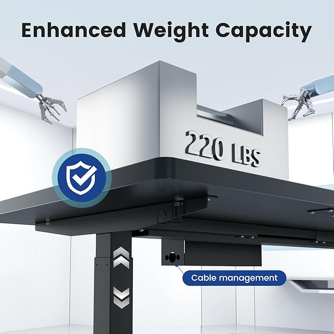 FEZIBO 71 x 37 Inch Standing Desk with Integrated Dual-Beam Height Adjustable Computer Desk Sit Stand Desk for Home Office Workstation 1 Thick Large 3-Piece Desktop Black