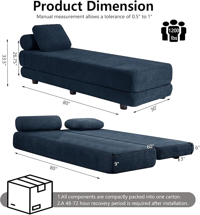 Upholstered Daybed30'' Wide Convertible 60 Day Bed Twin to QueenExtendable Sofa Bed for Small SpaceGuest Room Living Room or Office (Dark Blue)